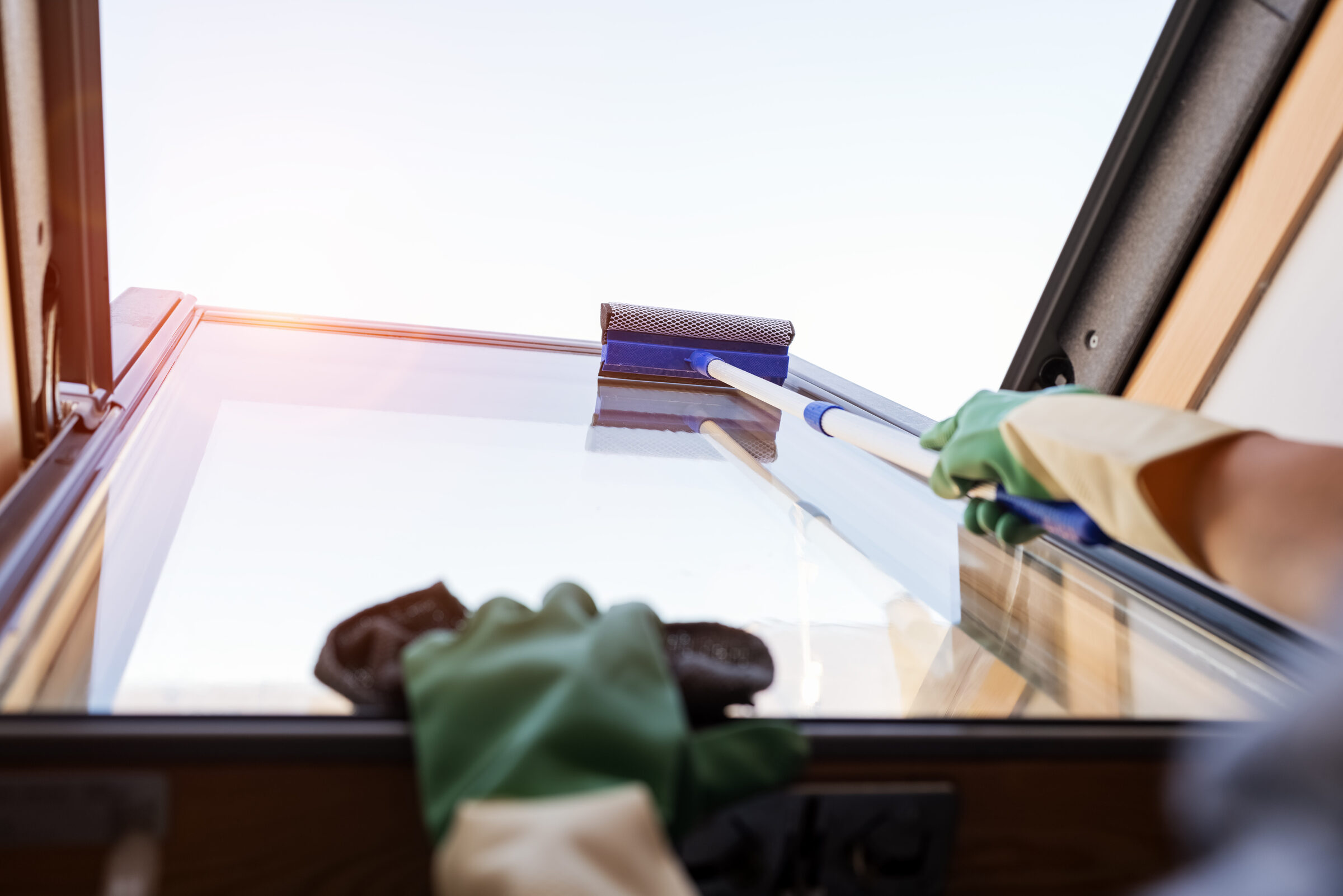 Technician providing professional residential window cleaning
